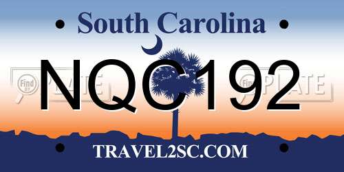 NQC192 South Carolina License Plate