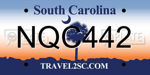 NQC442 South Carolina License Plate