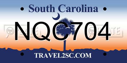 NQC704 South Carolina License Plate