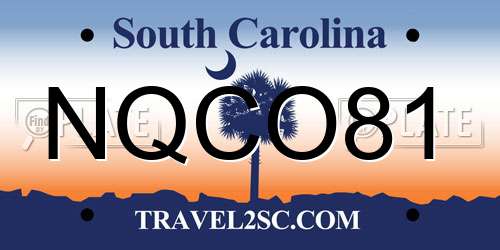 NQCO81 South Carolina License Plate