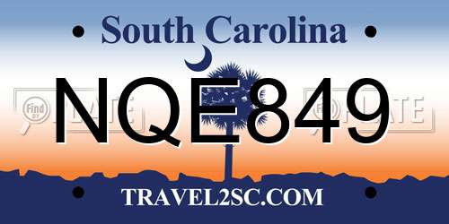 NQE849 South Carolina License Plate