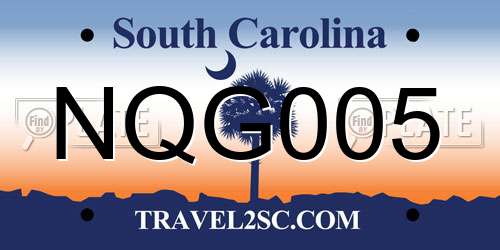 NQG005 South Carolina License Plate