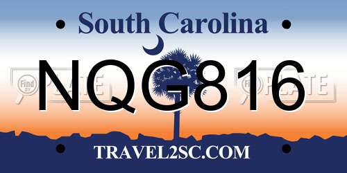 NQG816 South Carolina License Plate