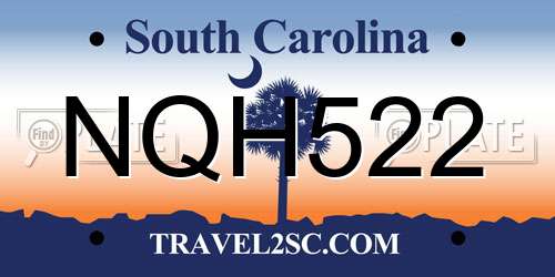 NQH522 South Carolina License Plate