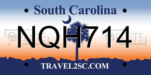 NQH714 South Carolina License Plate