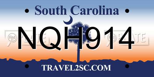 NQH914 South Carolina License Plate