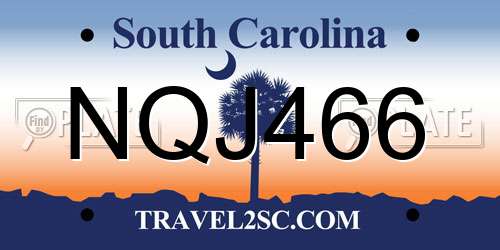 NQJ466 South Carolina License Plate