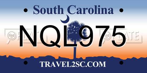 NQL975 South Carolina License Plate