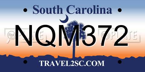 NQM372 South Carolina License Plate