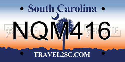NQM416 South Carolina License Plate
