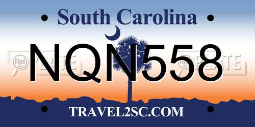 NQN558 South Carolina License Plate