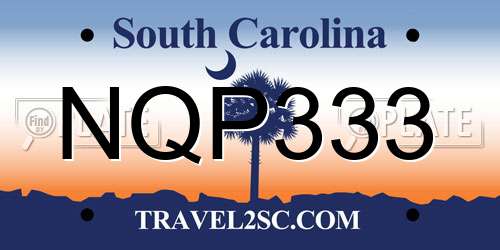 NQP333 South Carolina License Plate
