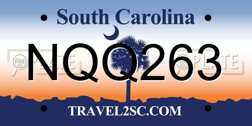 NQQ263 South Carolina License Plate