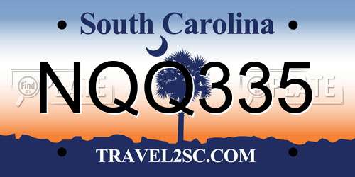NQQ335 South Carolina License Plate
