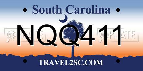 NQQ411 South Carolina License Plate