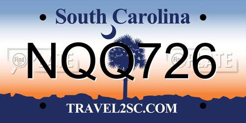 NQQ726 South Carolina License Plate