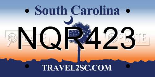 NQR423 South Carolina License Plate