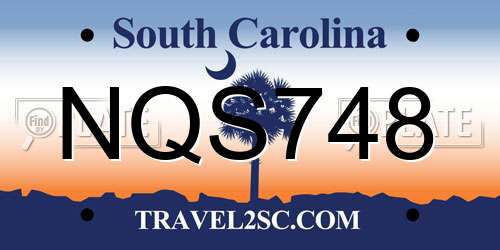 NQS748 South Carolina License Plate