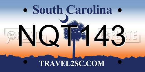 NQT143 South Carolina License Plate