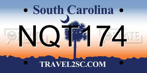 NQT174 South Carolina License Plate