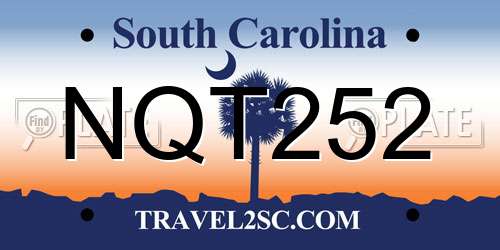 NQT252 South Carolina License Plate