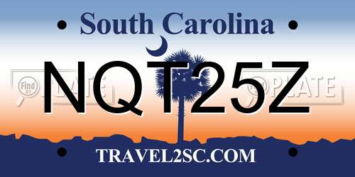 NQT25Z South Carolina License Plate