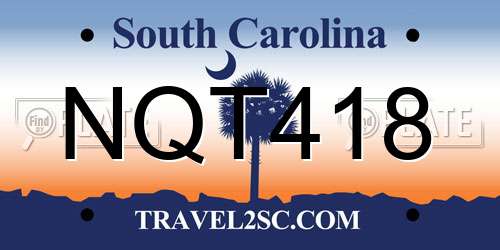 NQT418 South Carolina License Plate