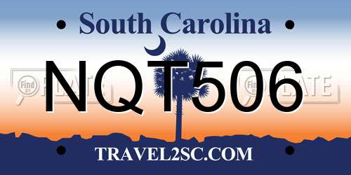 NQT506 South Carolina License Plate
