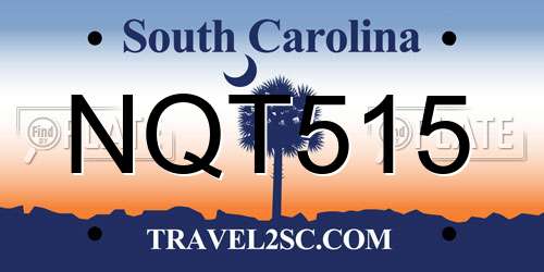 NQT515 South Carolina License Plate