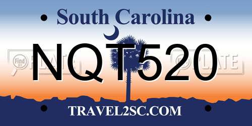 NQT520 South Carolina License Plate