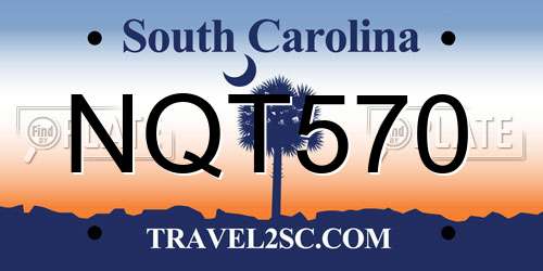 NQT570 South Carolina License Plate