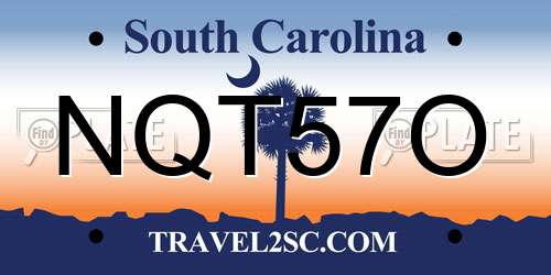 NQT57O South Carolina License Plate