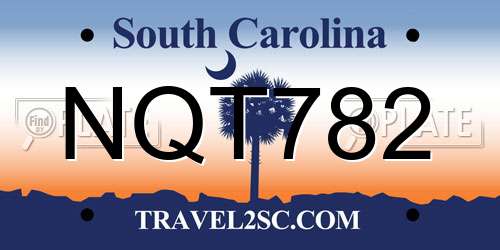 NQT782 South Carolina License Plate