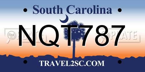 NQT787 South Carolina License Plate