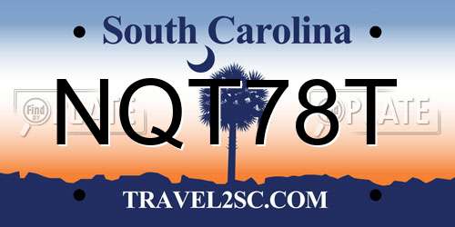 NQT78T South Carolina License Plate