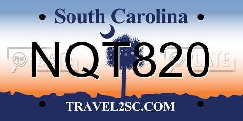 NQT820 South Carolina License Plate