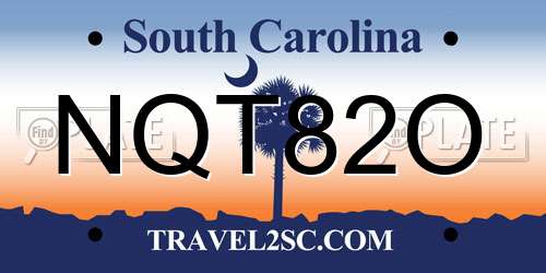 NQT82O South Carolina License Plate