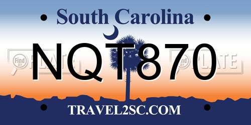 NQT870 South Carolina License Plate