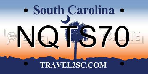 NQTS70 South Carolina License Plate
