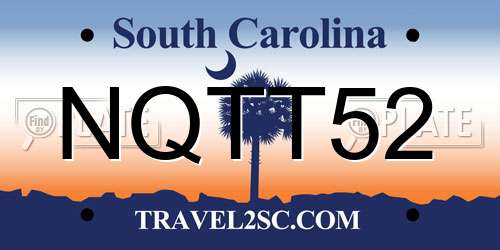 NQTT52 South Carolina License Plate