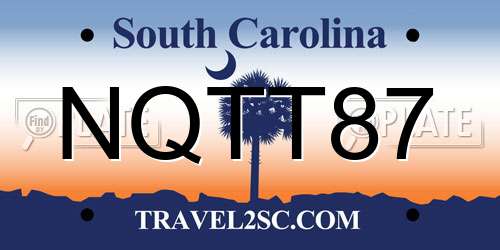 NQTT87 South Carolina License Plate