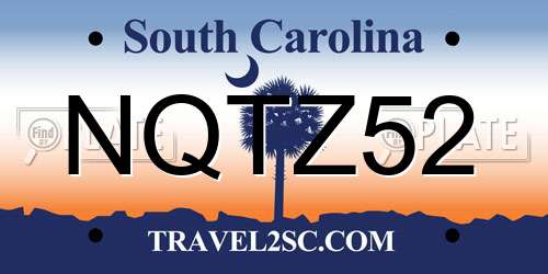 NQTZ52 South Carolina License Plate