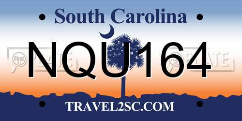 NQU164 South Carolina License Plate