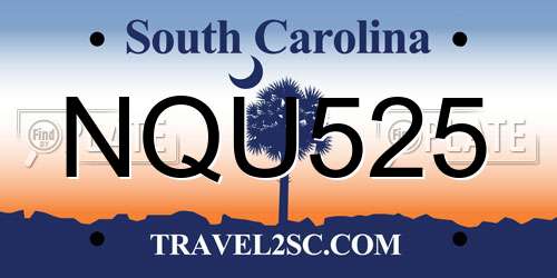 NQU525 South Carolina License Plate