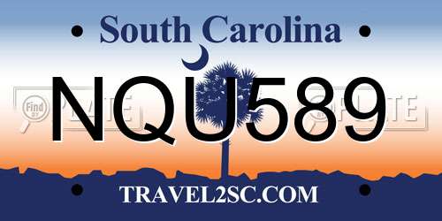 NQU589 South Carolina License Plate