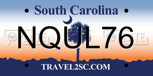 NQUL76 South Carolina License Plate