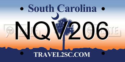 NQV206 South Carolina License Plate