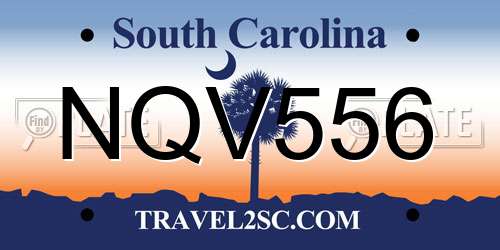 NQV556 South Carolina License Plate