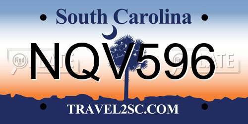 NQV596 South Carolina License Plate