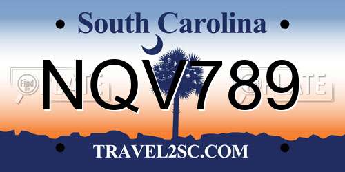 NQV789 South Carolina License Plate